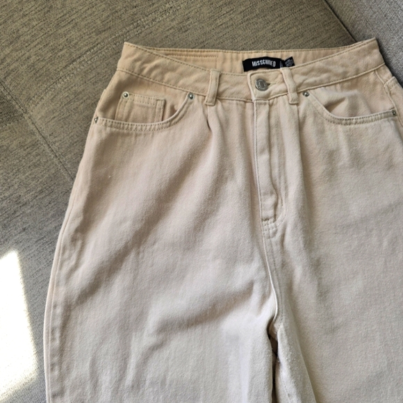 Missguided High-Waisted, Peach Ecru Tapered Baggy Denim Jeans Sz 10 UK 26" Waist - Picture 3 of 10